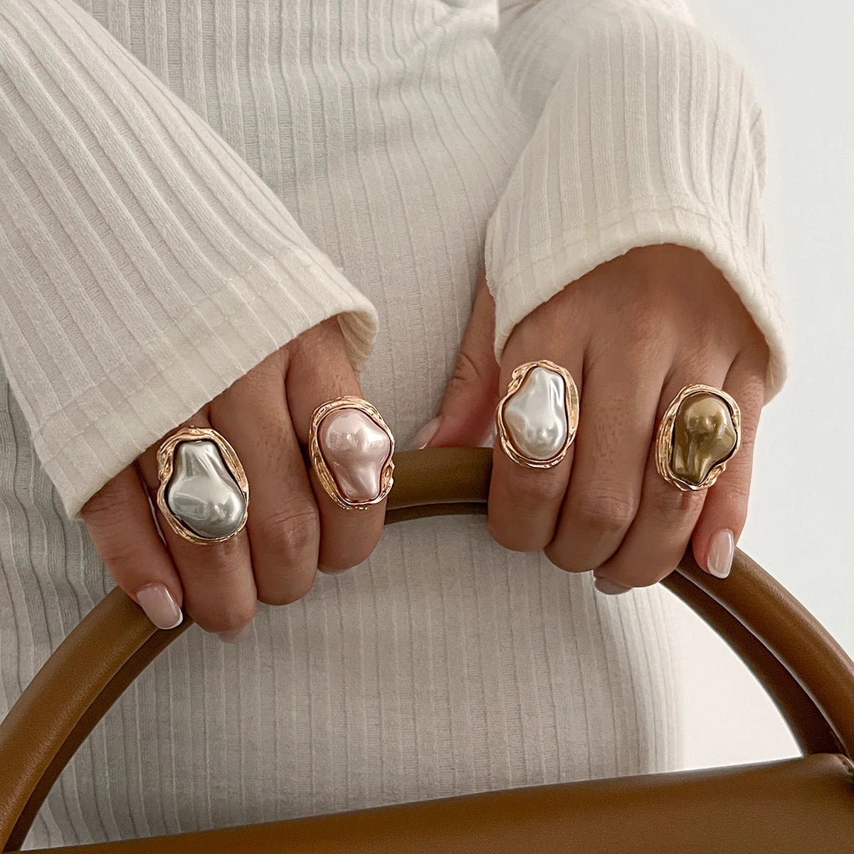 Celestine Baroque Pearl Ring