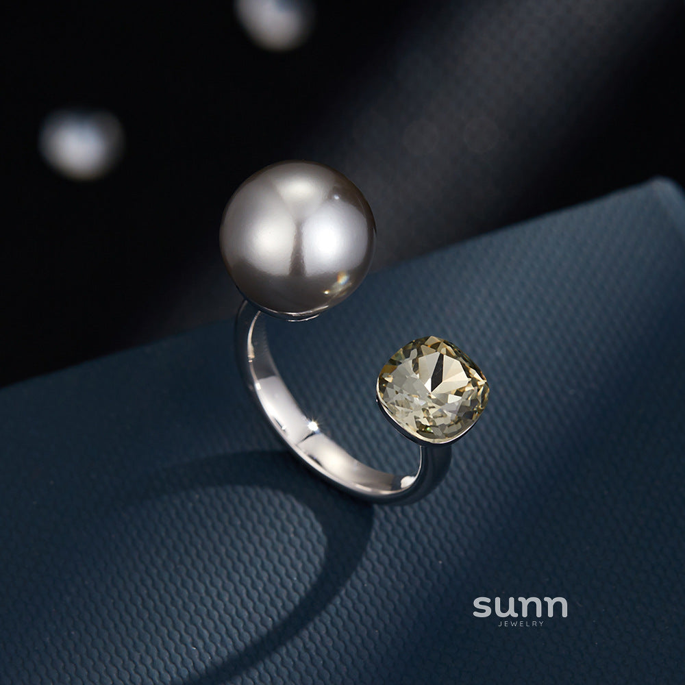 Cerenity Grey Pearl Open Ring [VJQ8IENY]