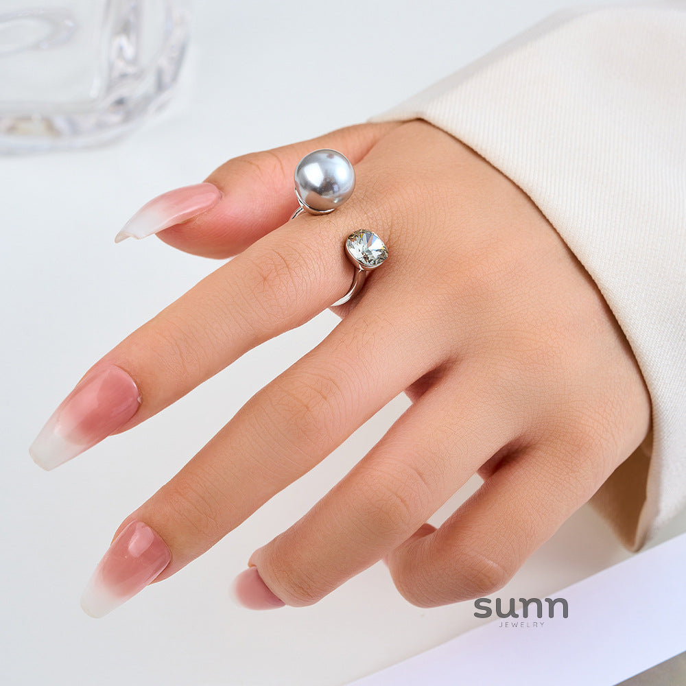 Cerenity Grey Pearl Open Ring [TFKM00YM]