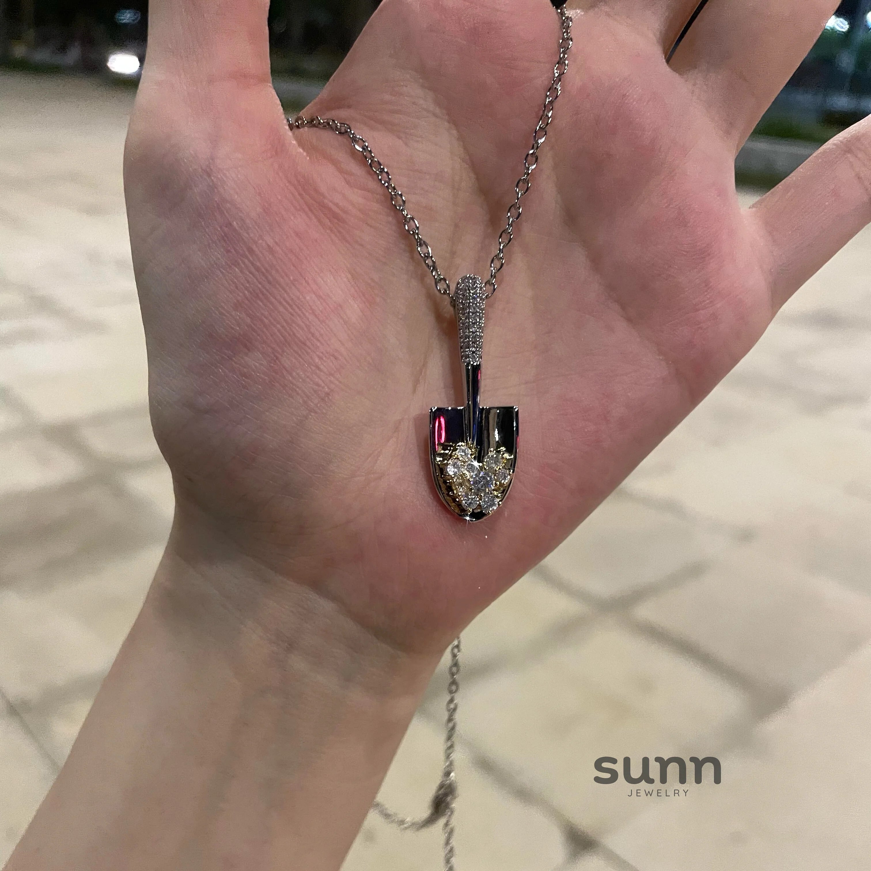 Chana Paved Shovel Pendant Necklace