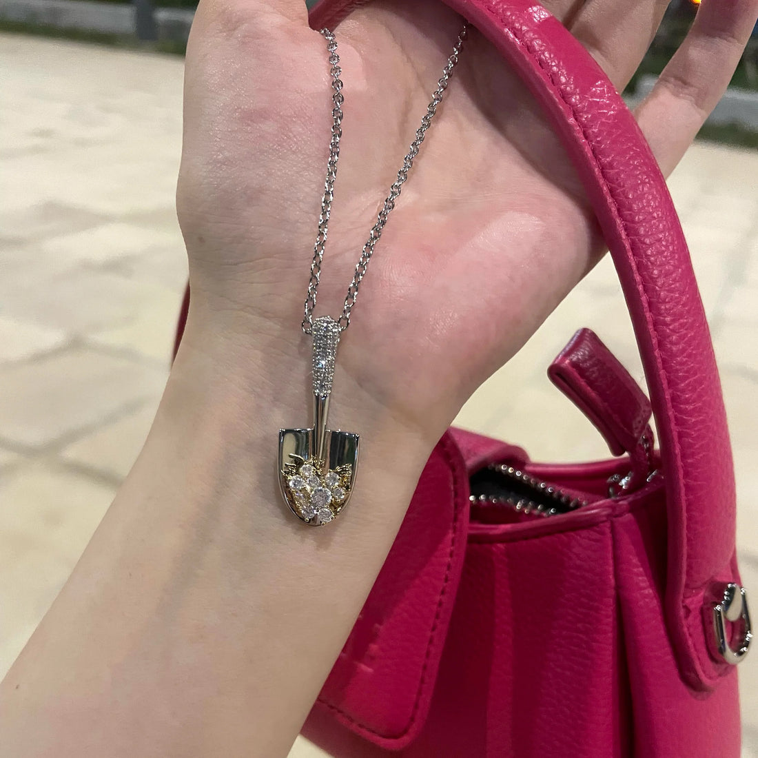 Chana Paved Shovel Pendant Necklace