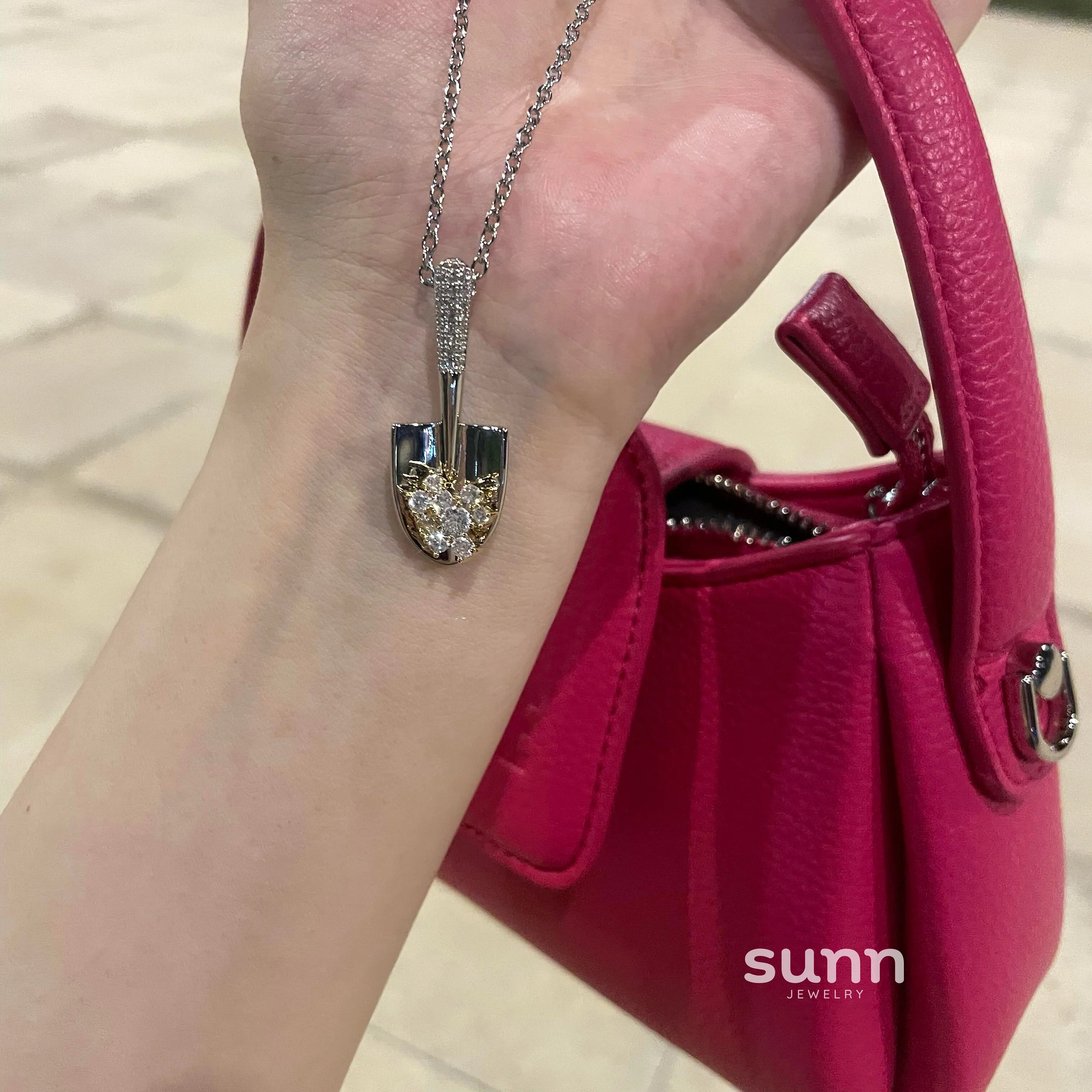 Chana Paved Shovel Pendant Necklace