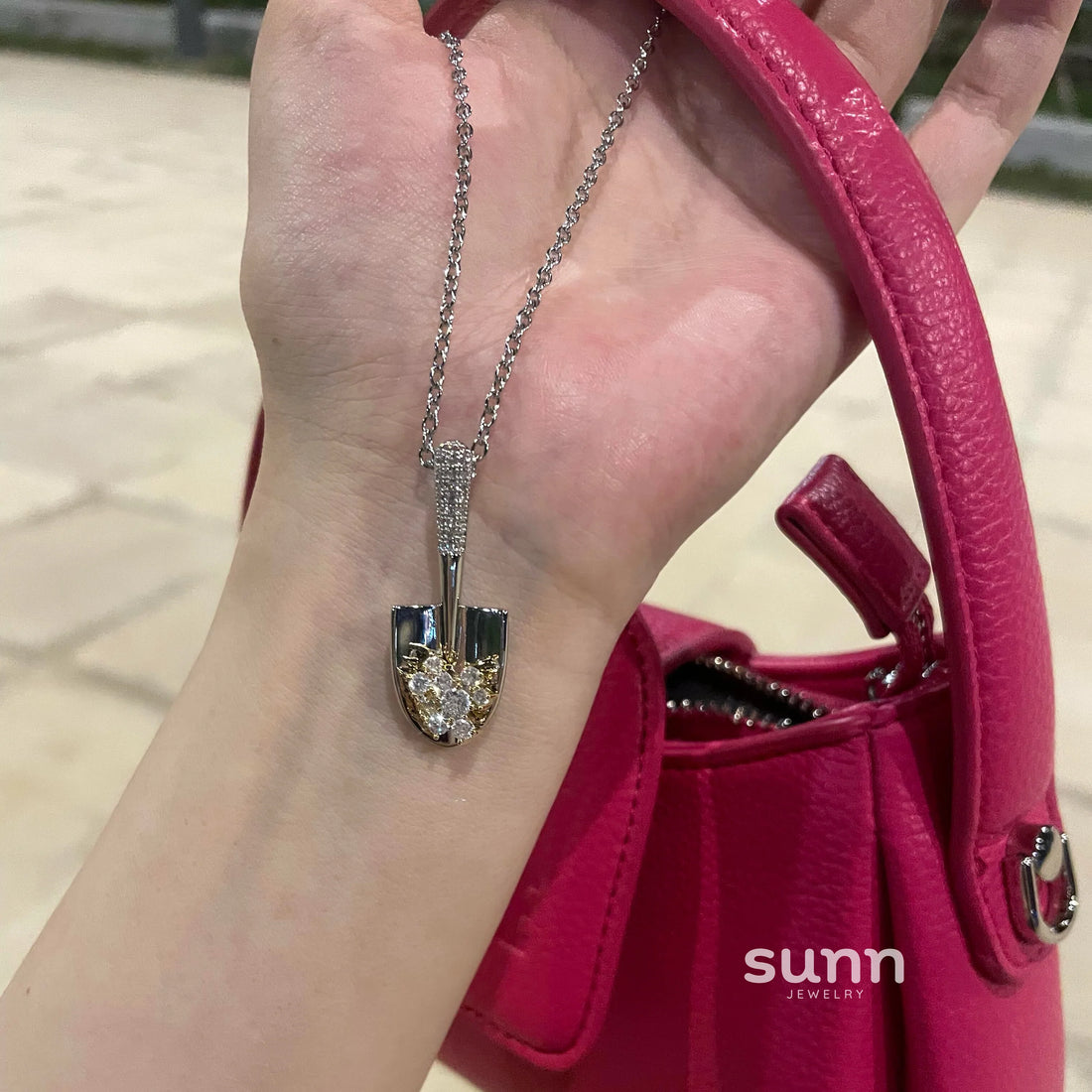 Chana Paved Shovel Pendant Necklace
