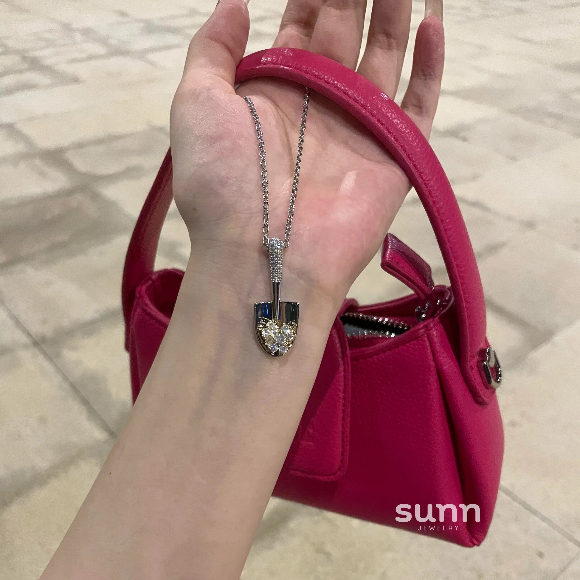 Chana Paved Shovel Pendant Necklace