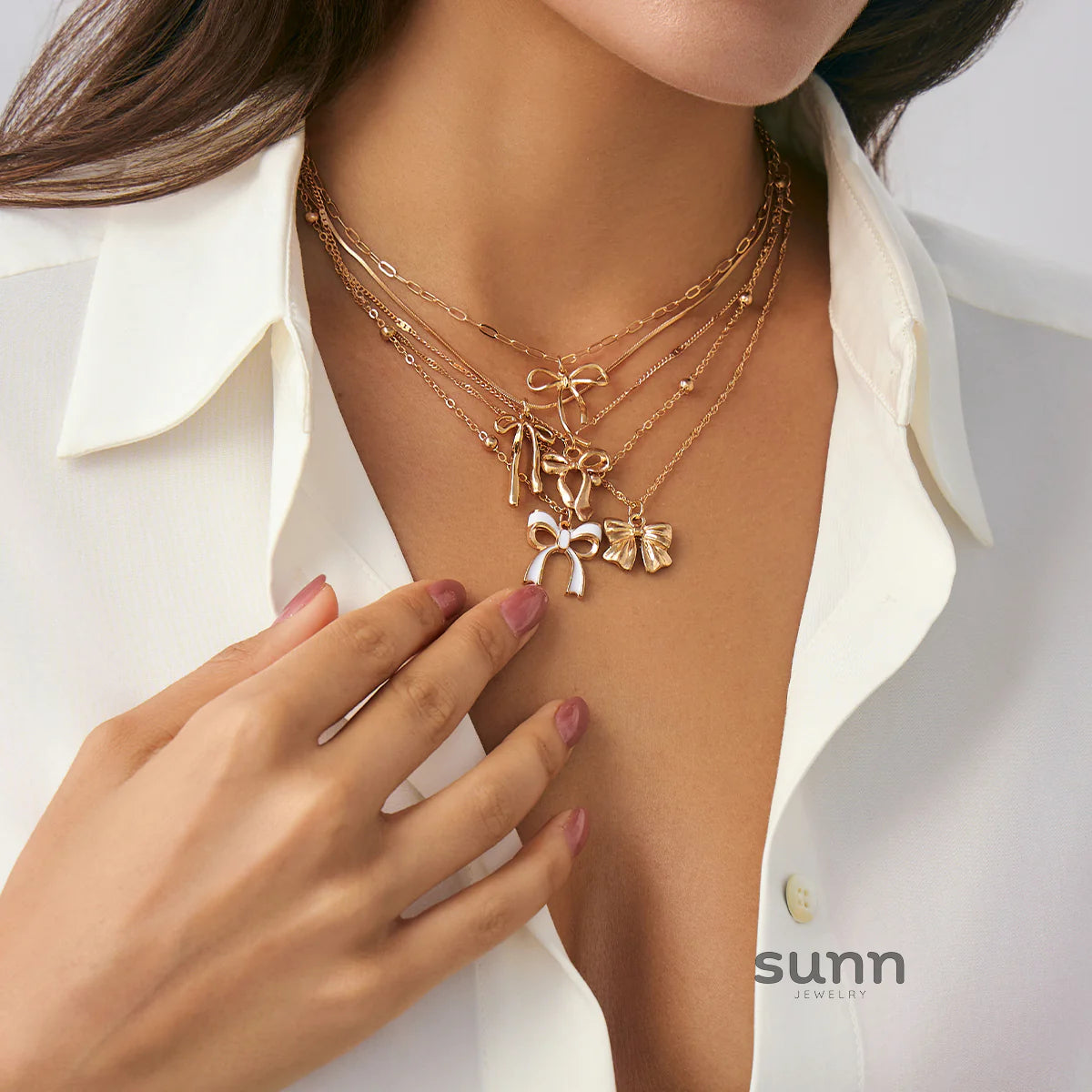 Chantel Delicate Bow Necklace Set