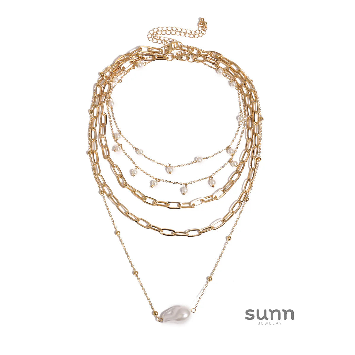 Charleston Layered Pearl Chain Necklace