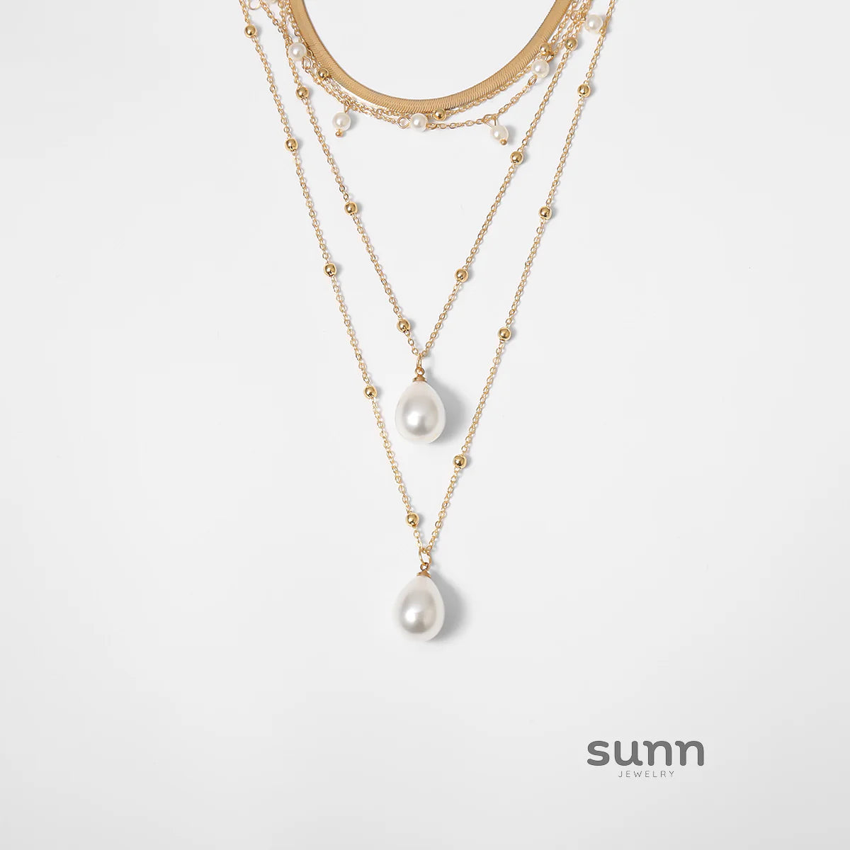 Charleston Layered Pearl Chain Necklace