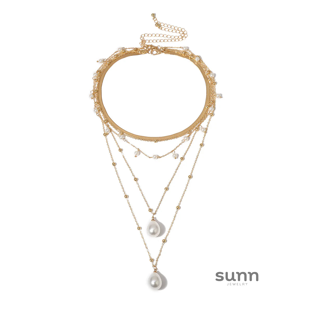Charleston Layered Pearl Chain Necklace