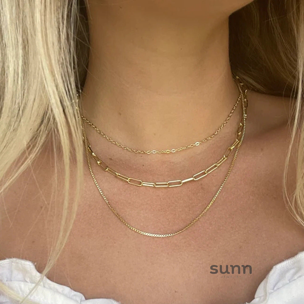 Charlotte Layered Paperclip Necklace [QA9MK5T3]