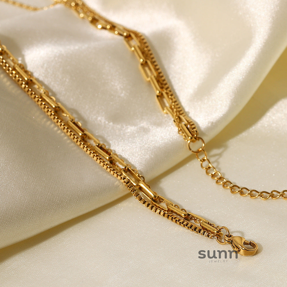 Charlotte Layered Paperclip Necklace [M50GMSRG]