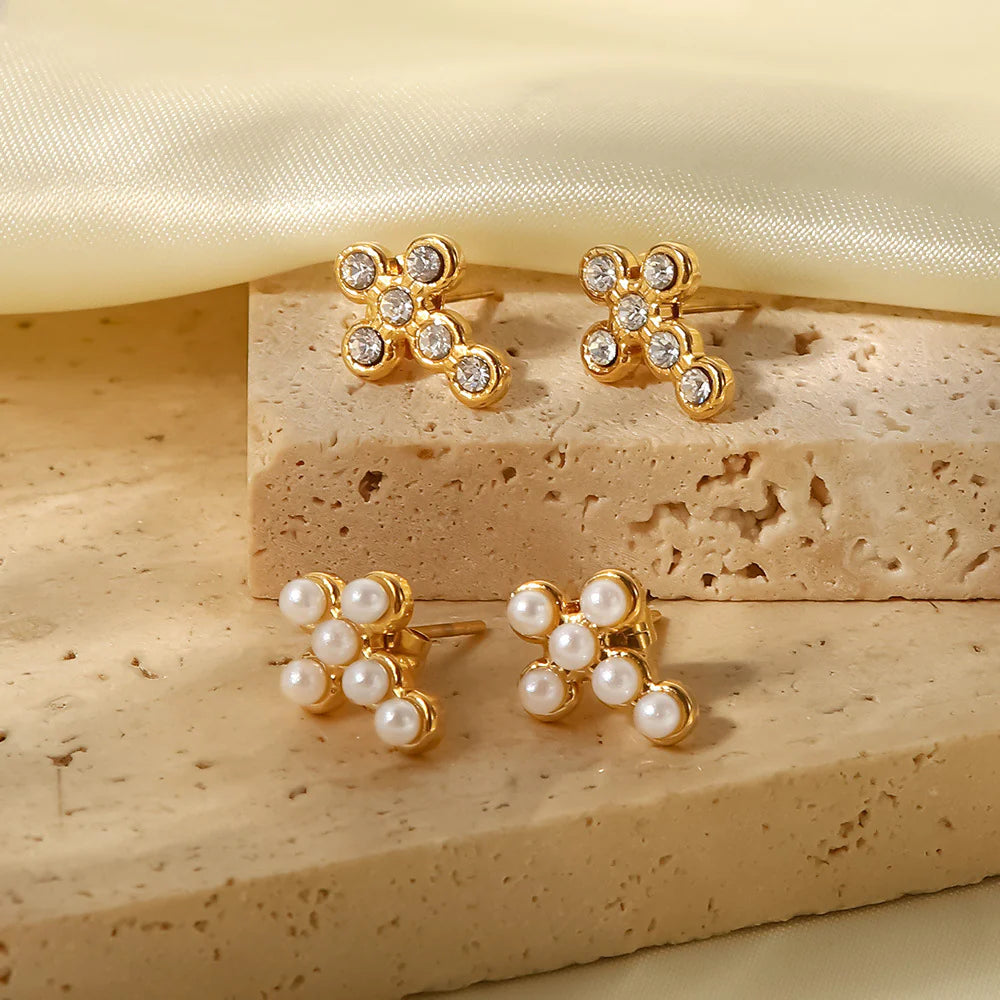 Chava Crystal Pearl Stud Earrings