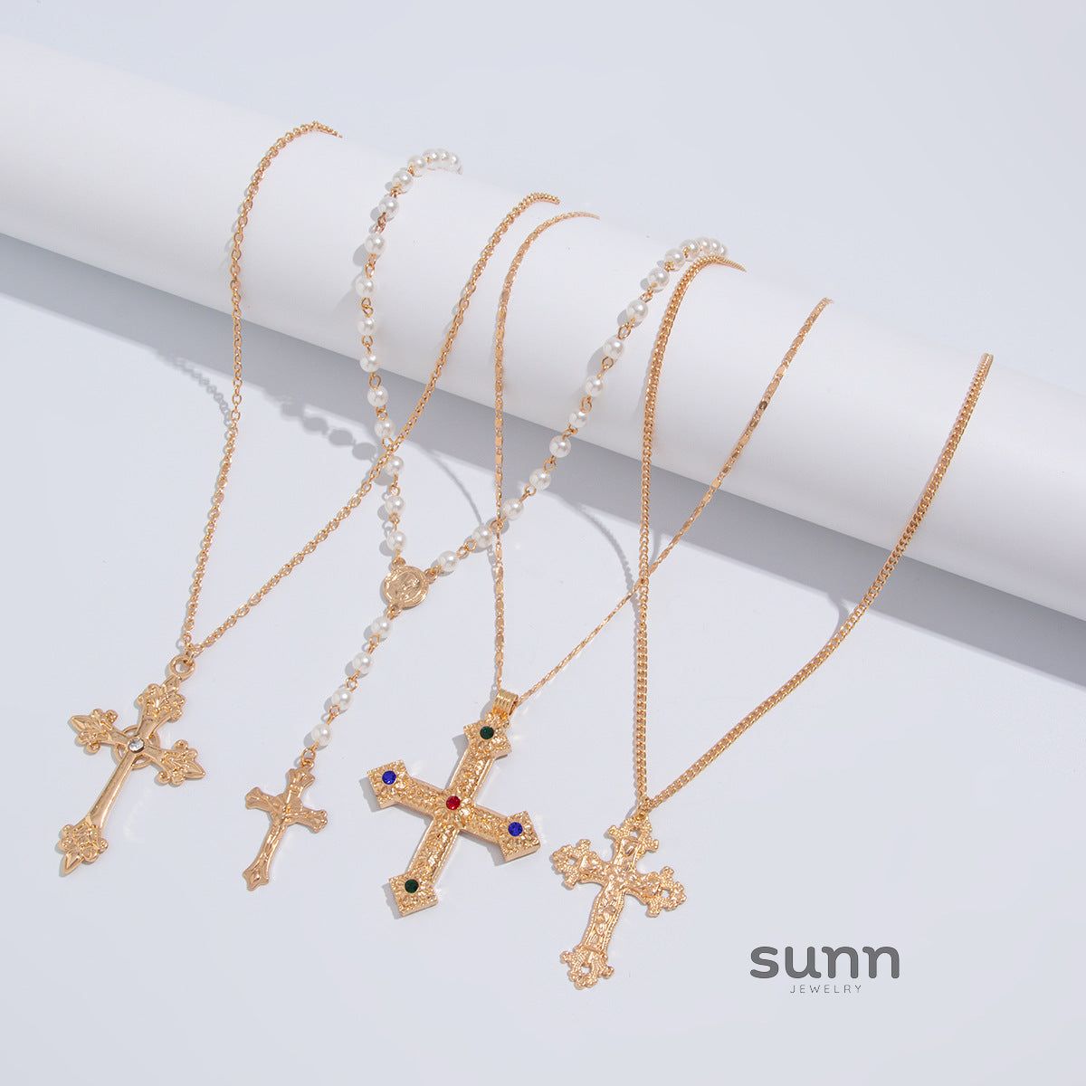 Cherry Men's Layered Cross Necklace [6VTLGB0F]