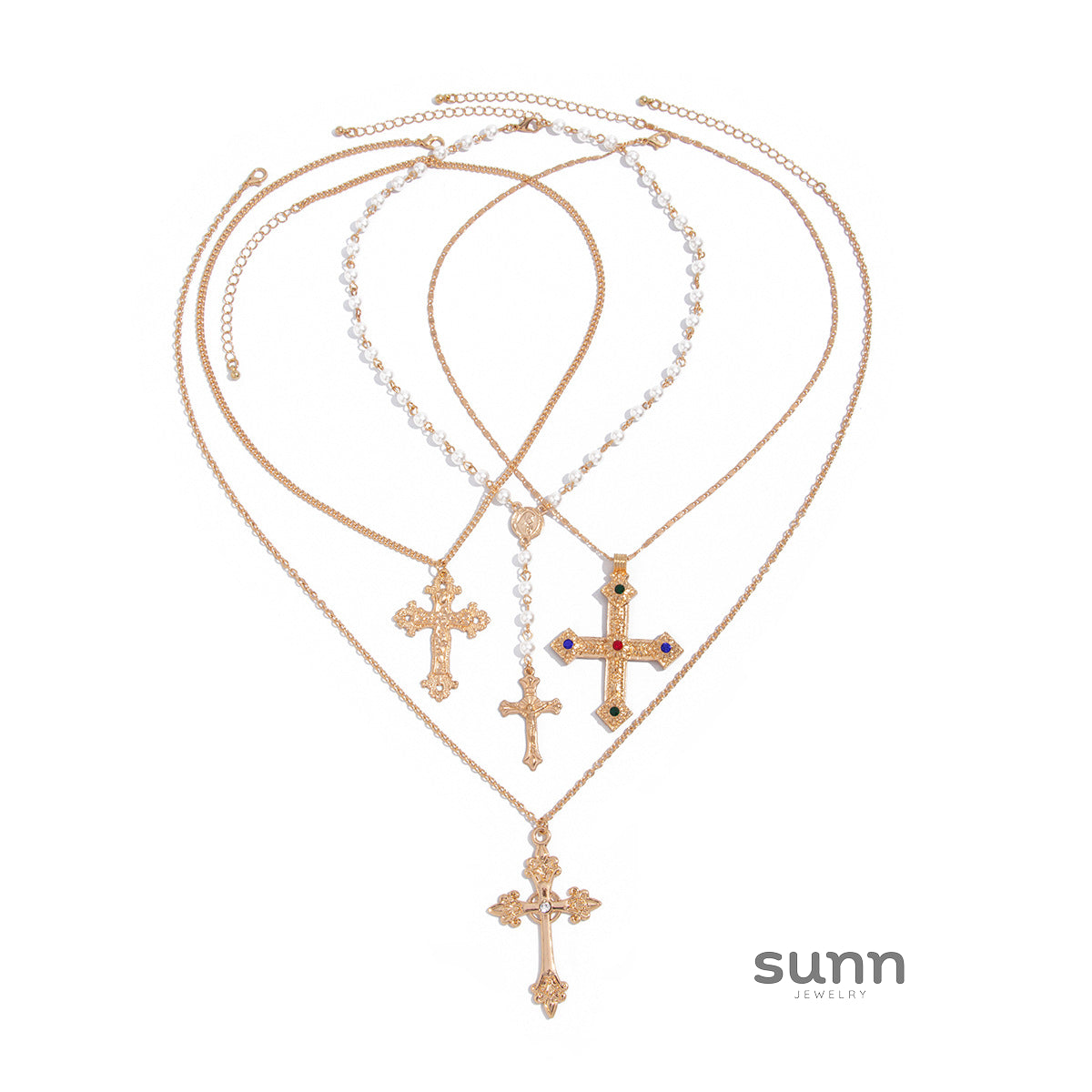 Cherry Men's Layered Cross Necklace [XTSFUVN0]