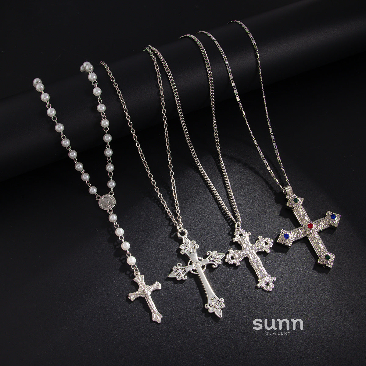 Cherry Men's Layered Cross Necklace [7MGY5NUR]