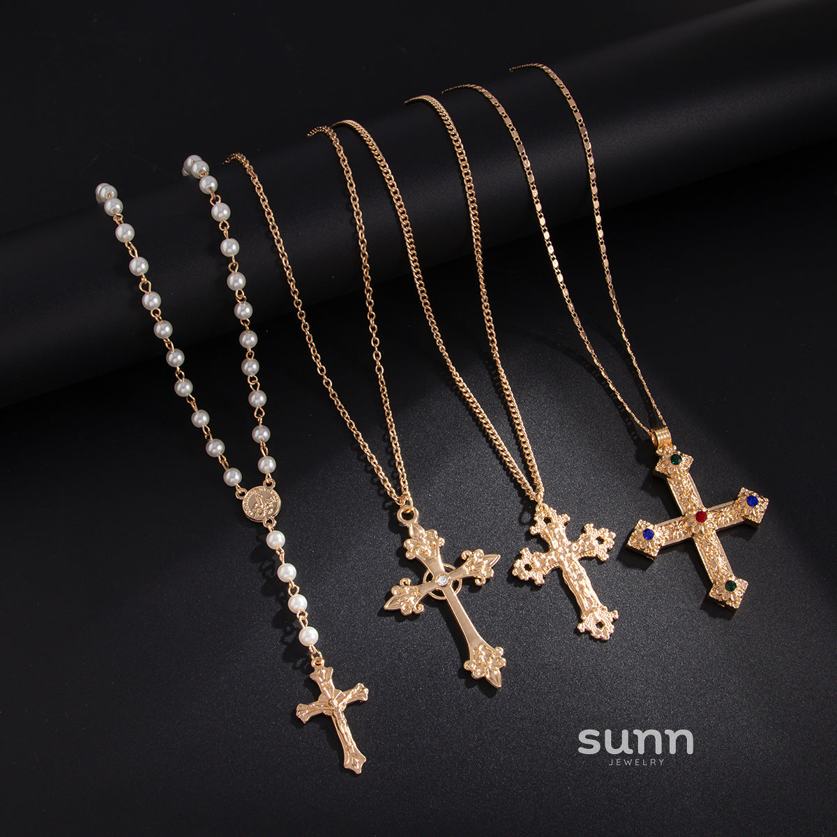 Cherry Men's Layered Cross Necklace [7I0BACUT]