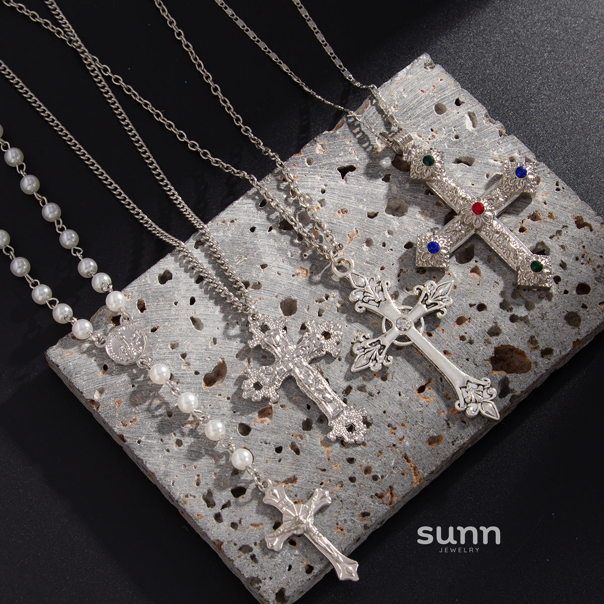 Cherry Men's Layered Cross Necklace [RRWJ4YZ6]