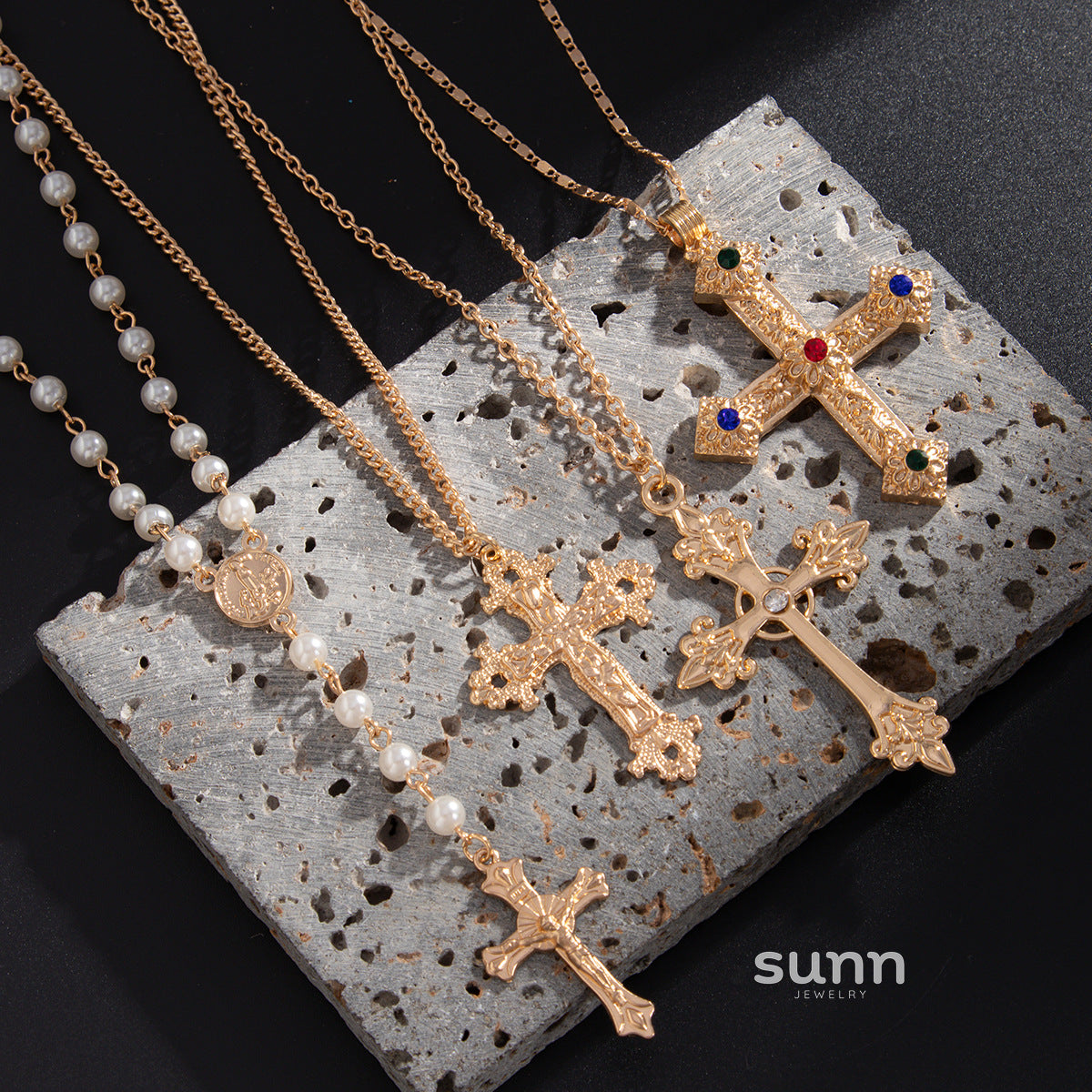 Cherry Men's Layered Cross Necklace [5GJMWN2V]