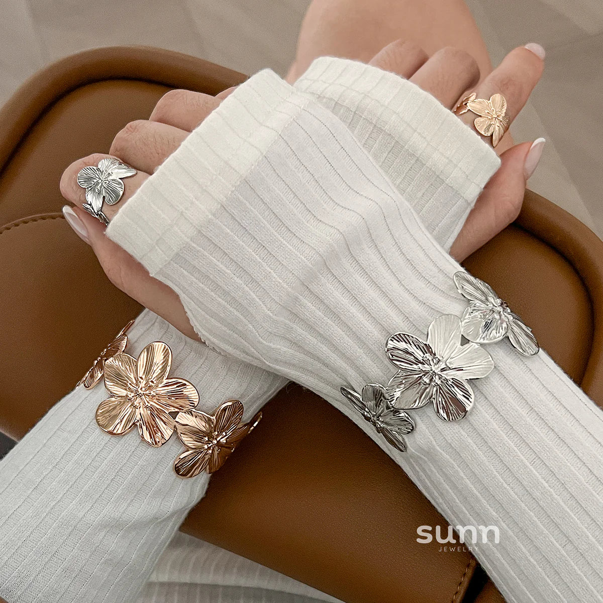 Chiamaka Bloom Ring Bracelet Set