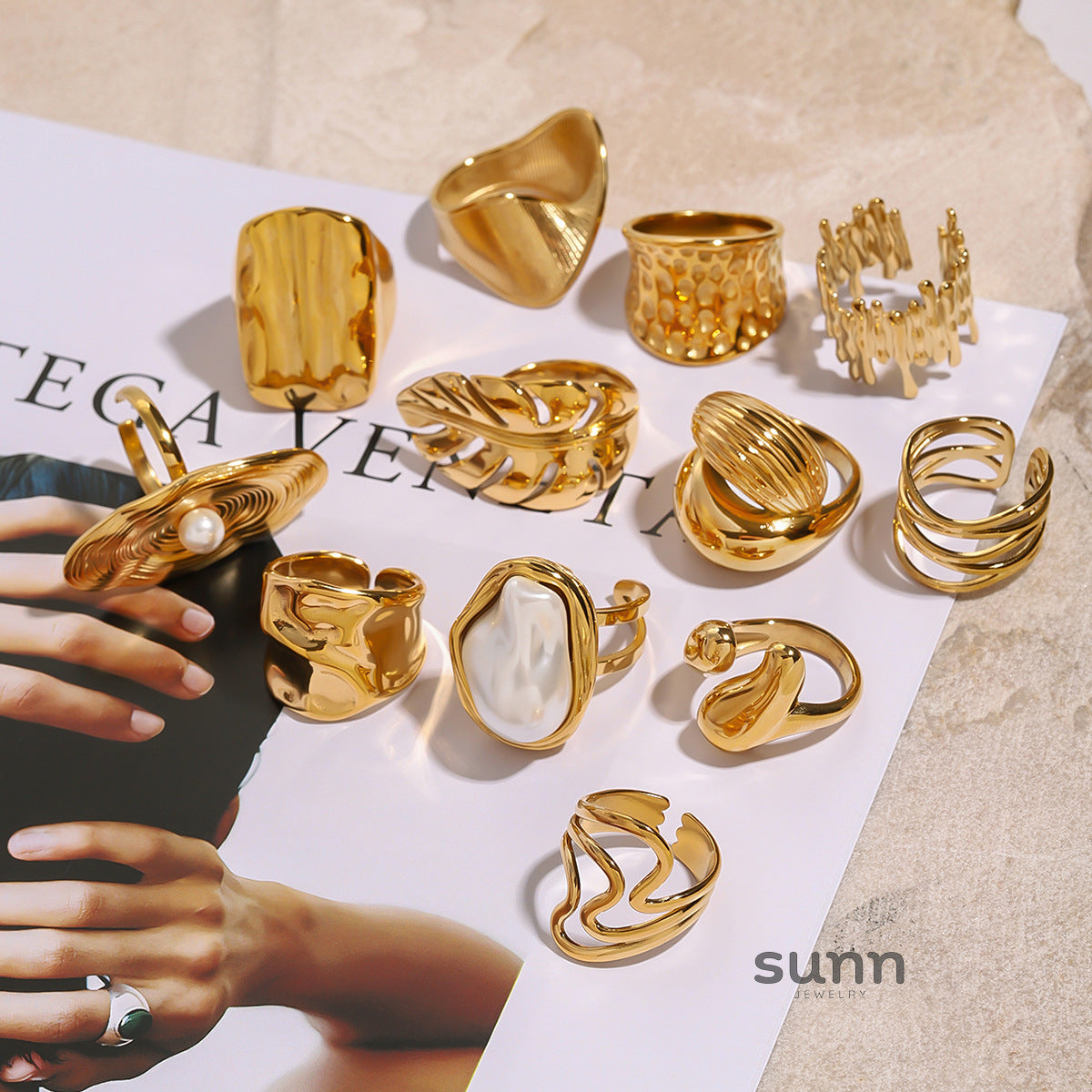 Chloe Gold Pearl Ring [909F5FHX]