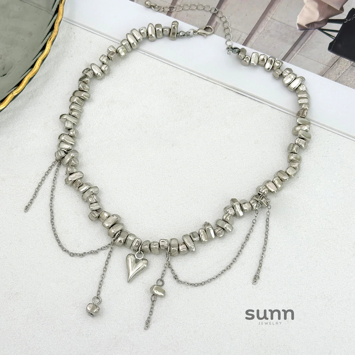 Chrislynn Faux Pearl Heart Necklace
