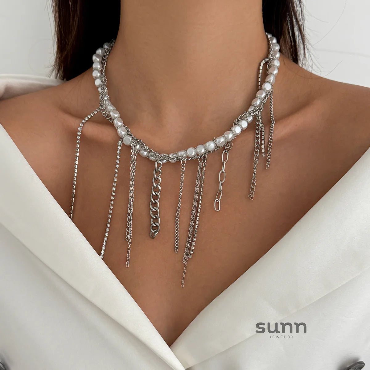 Chrislynn Faux Pearl Heart Necklace