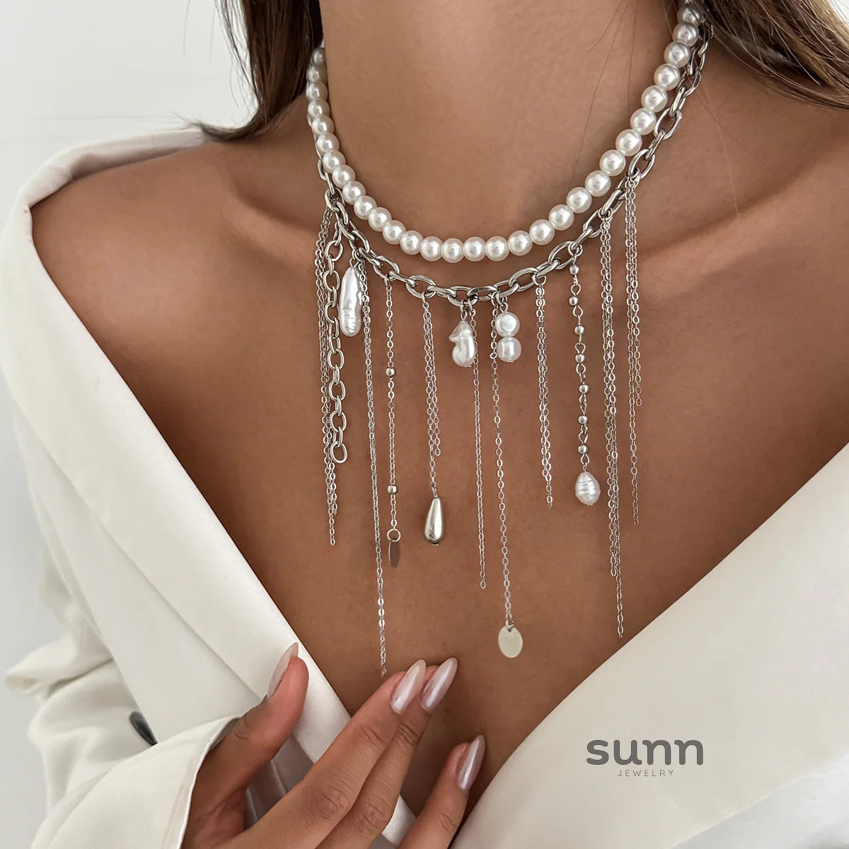 Chrislynn Faux Pearl Heart Necklace