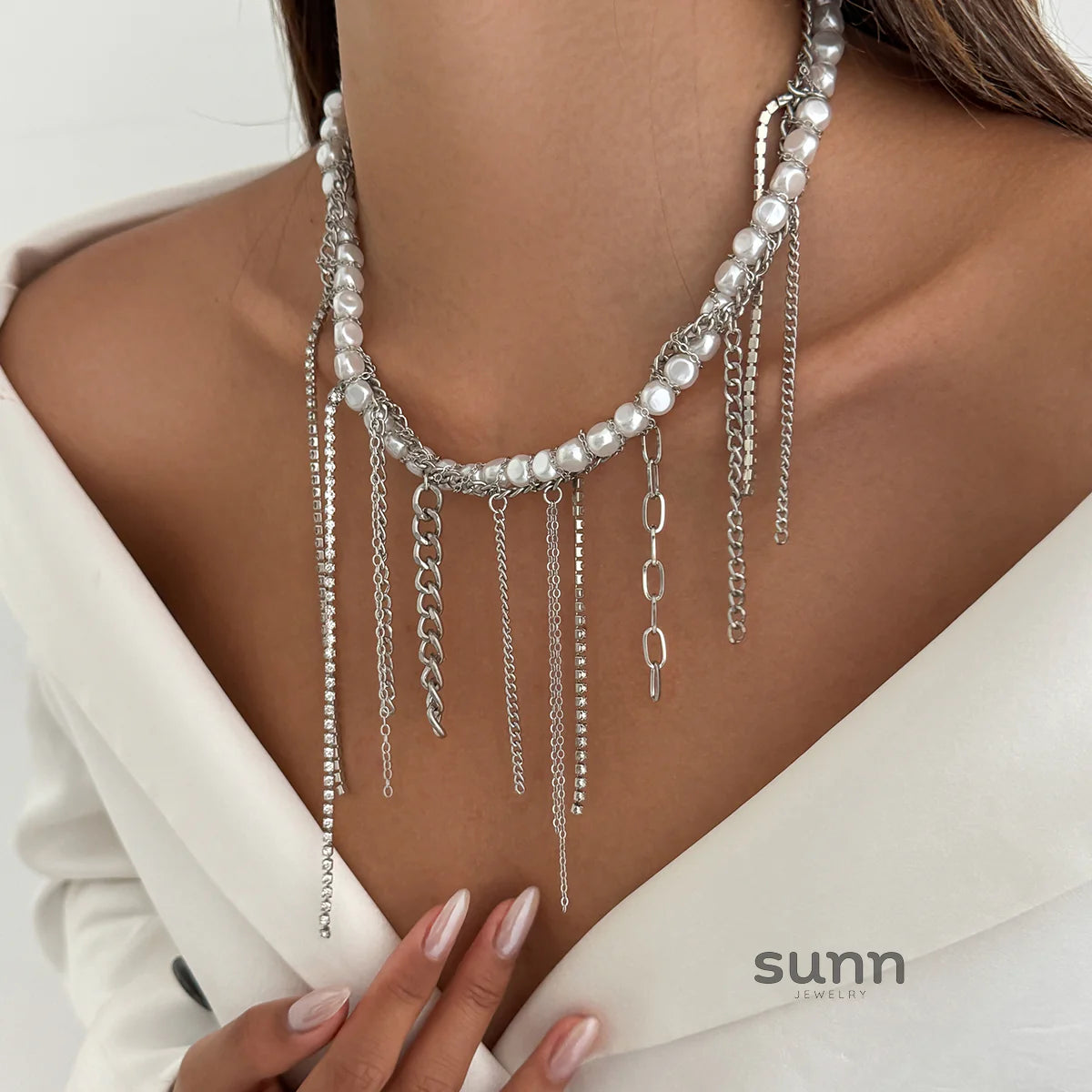 Chrislynn Faux Pearl Heart Necklace