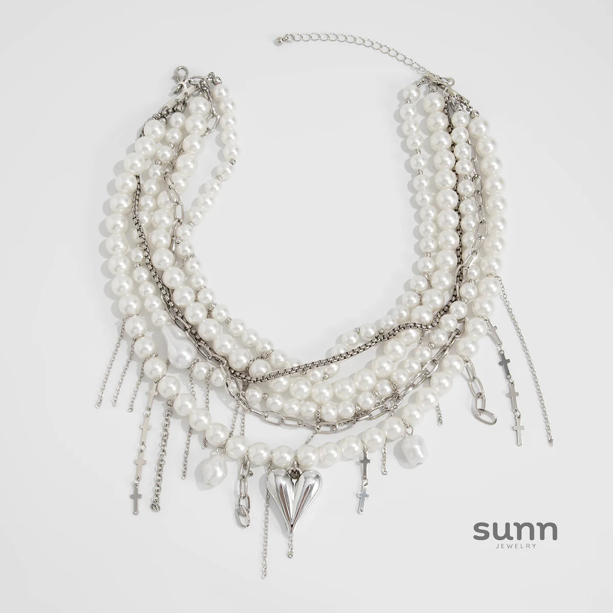 Chrislynn Faux Pearl Heart Necklace