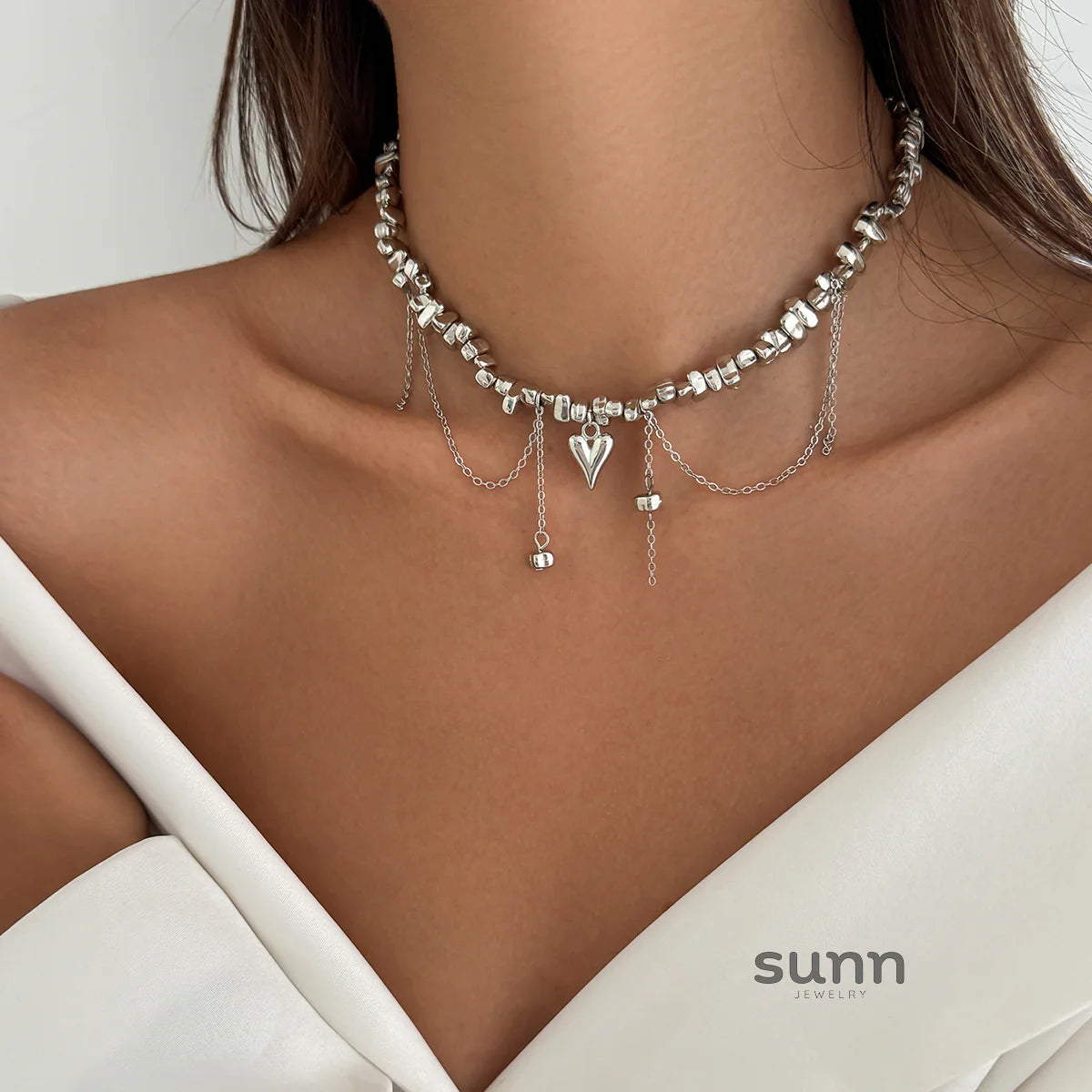 Chrislynn Faux Pearl Heart Necklace