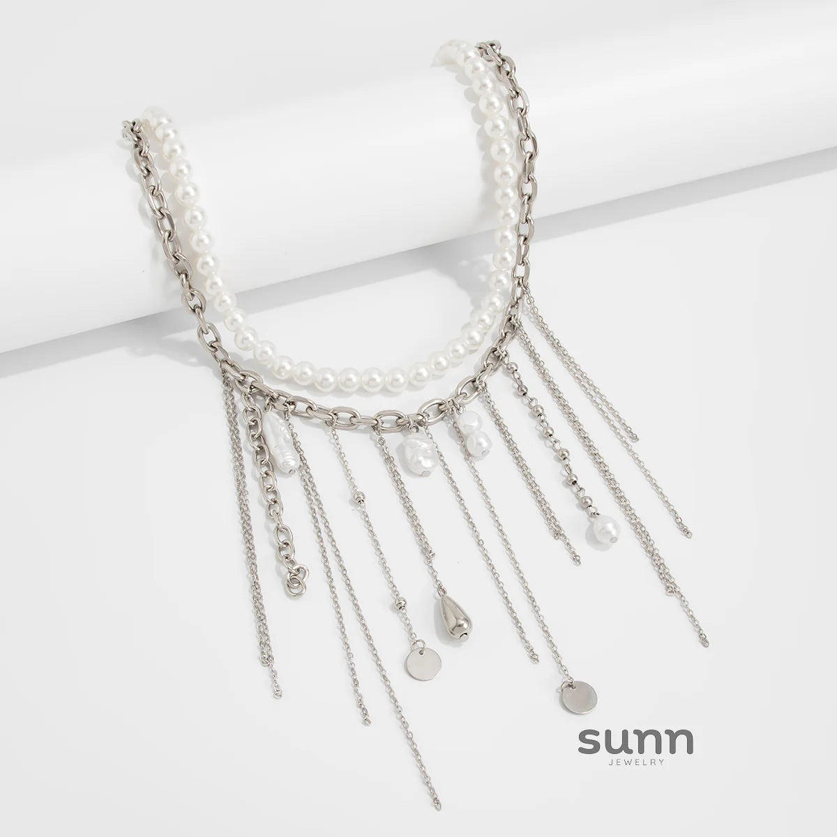 Chrislynn Faux Pearl Heart Necklace