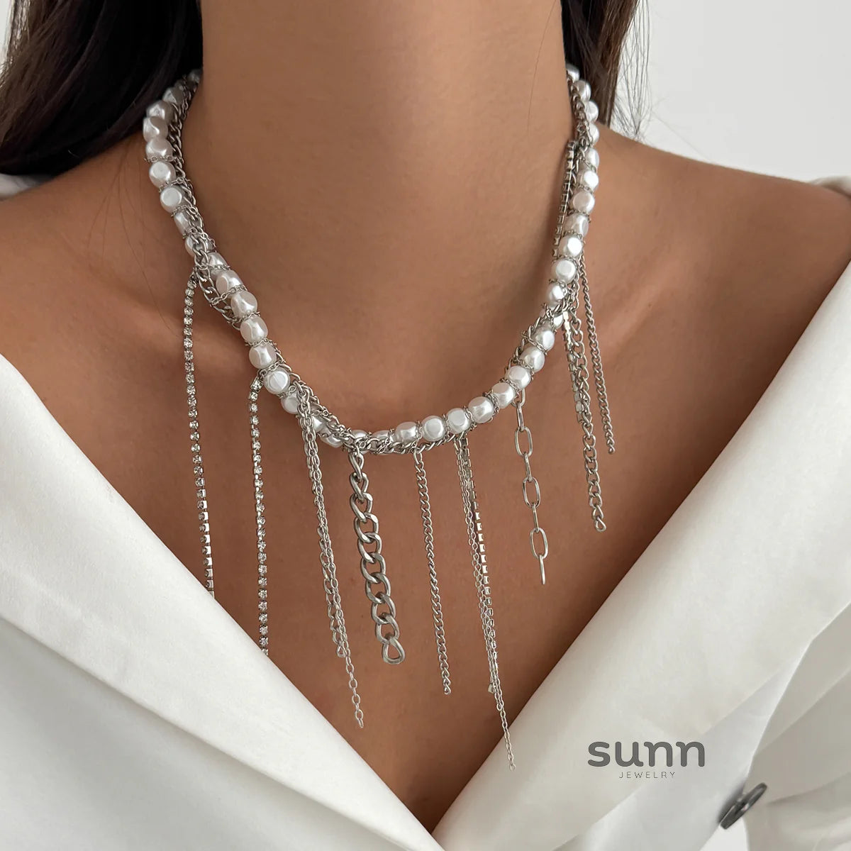 Chrislynn Faux Pearl Heart Necklace
