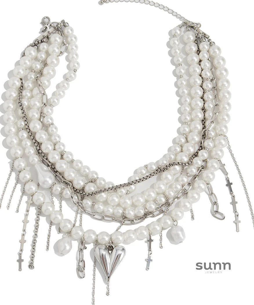 Chrislynn Faux Pearl Heart Necklace