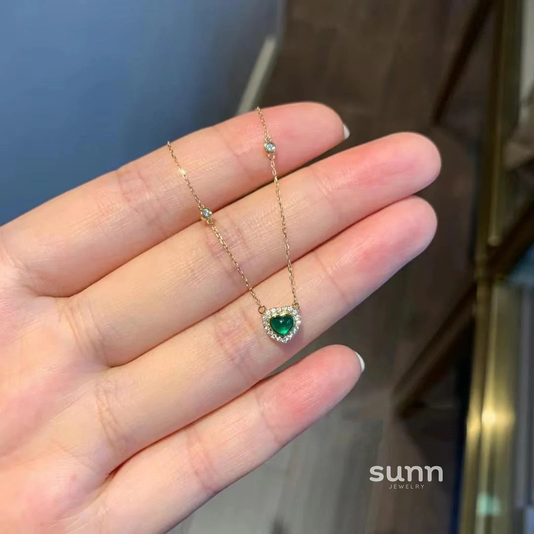 Chrissy Emerald Heart Necklace