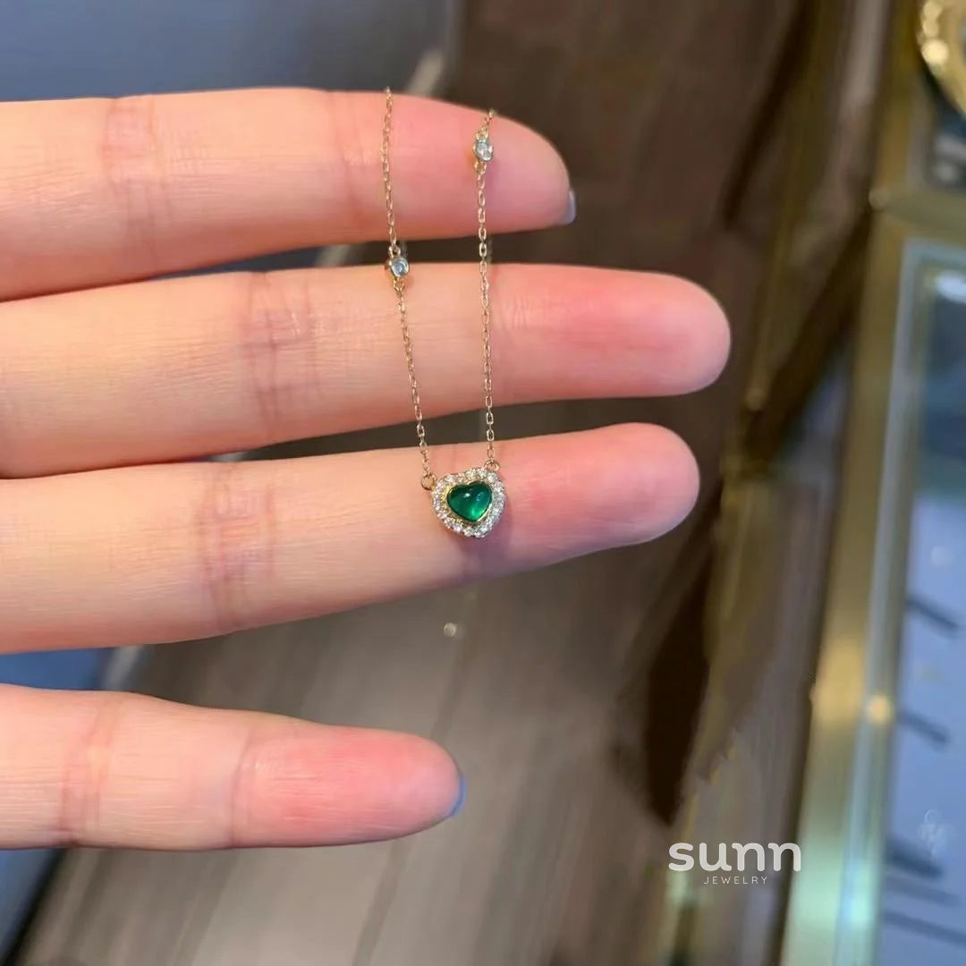 Chrissy Emerald Heart Necklace
