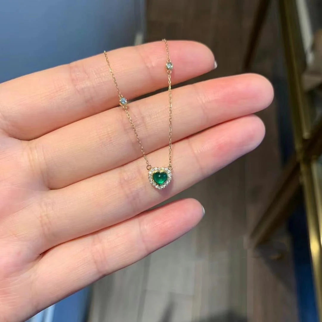 Chrissy Emerald Heart Necklace