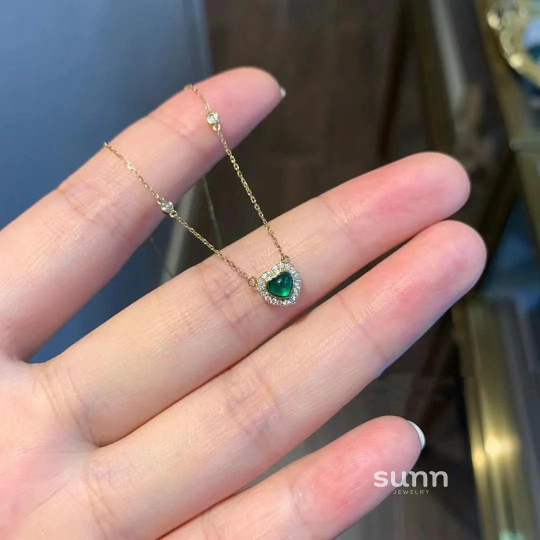 Chrissy Emerald Heart Necklace