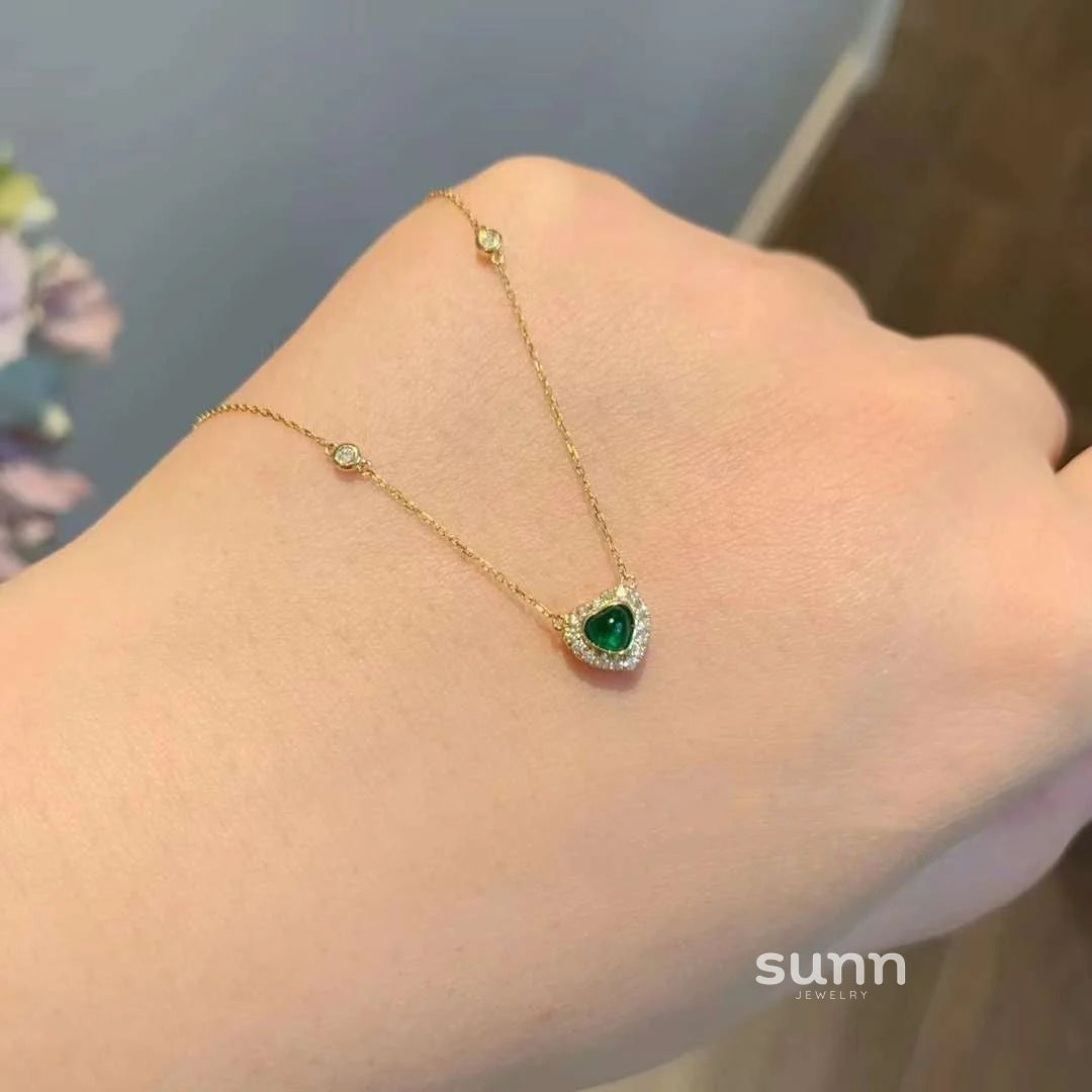 Chrissy Emerald Heart Necklace