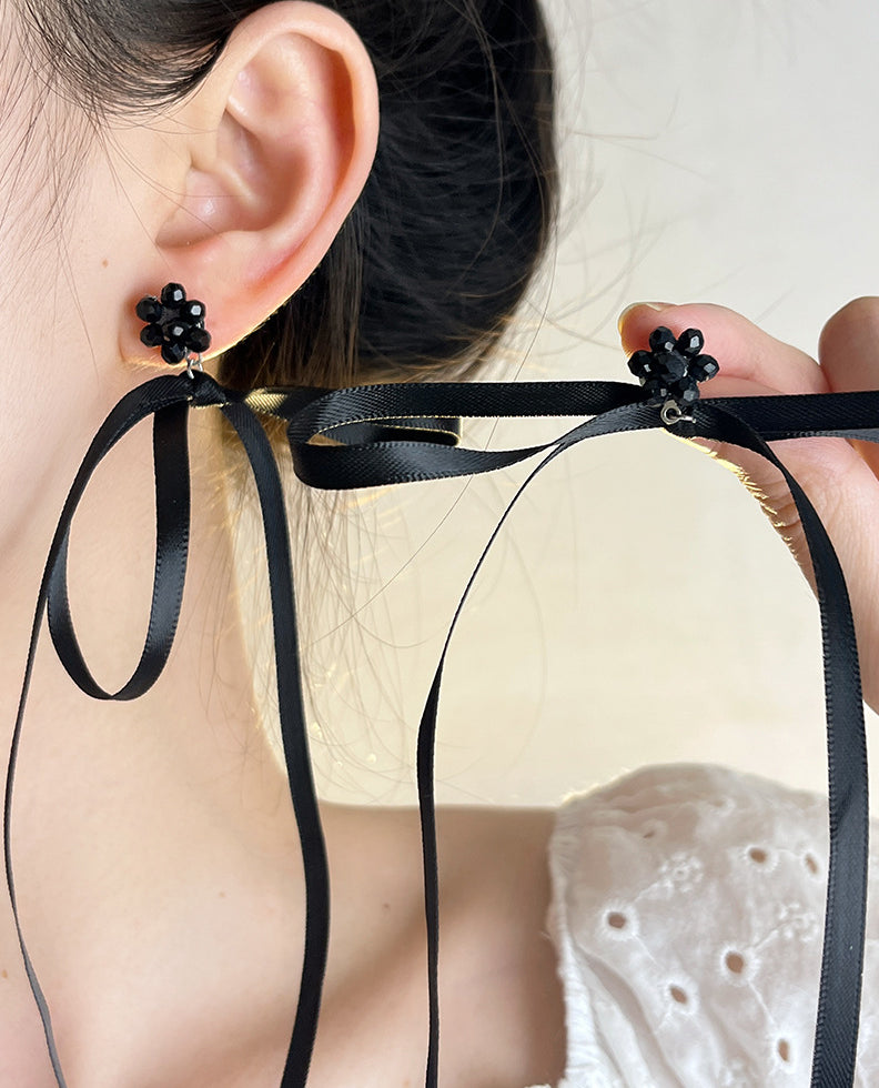Chrissy Satin Bow Earrings [I63FASC2]