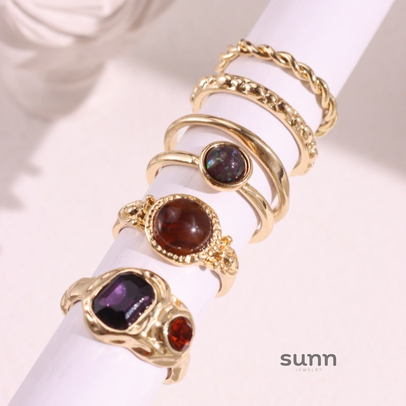 Christen Gemstone Stacking Ring Set [7WFU6C32]
