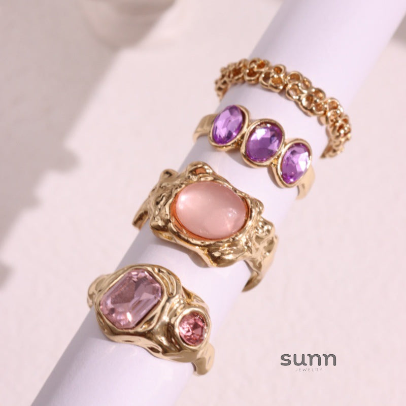 Christen Gemstone Stacking Ring Set [DQ8ZB52O]