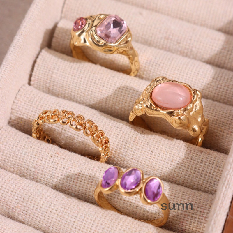 Christen Gemstone Stacking Ring Set [3VJB25OO]