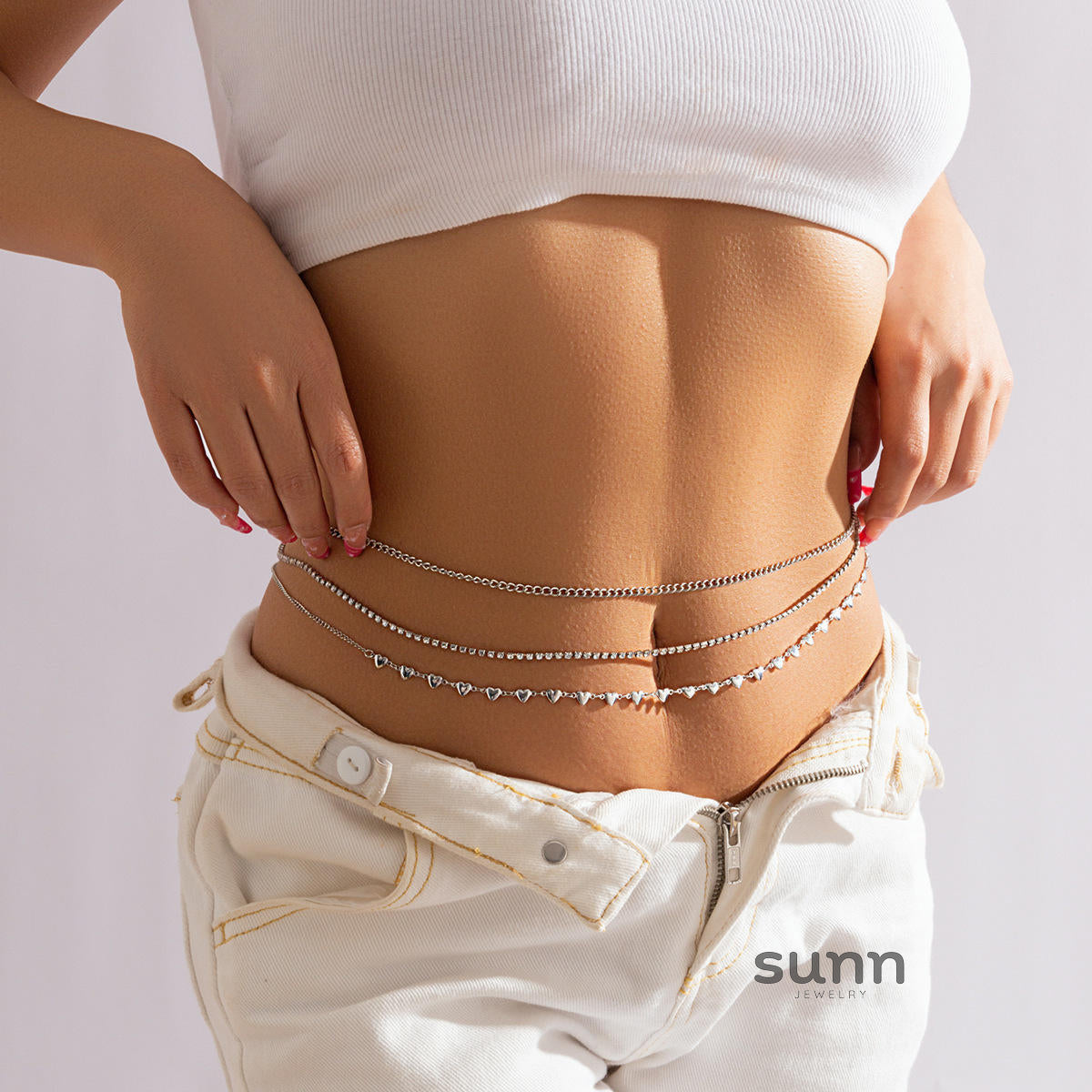Clarabelle Layered Rhinestone Body Chain [2LFB2CQH]