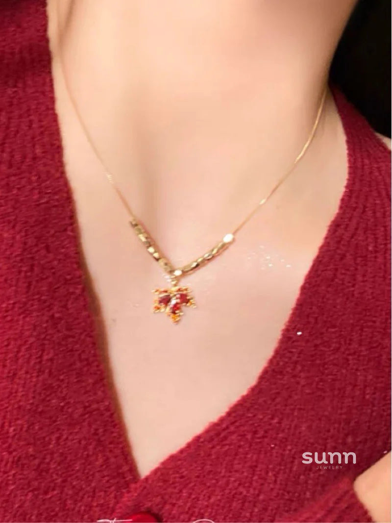 Clarity Ruby Maple Leaf Necklace