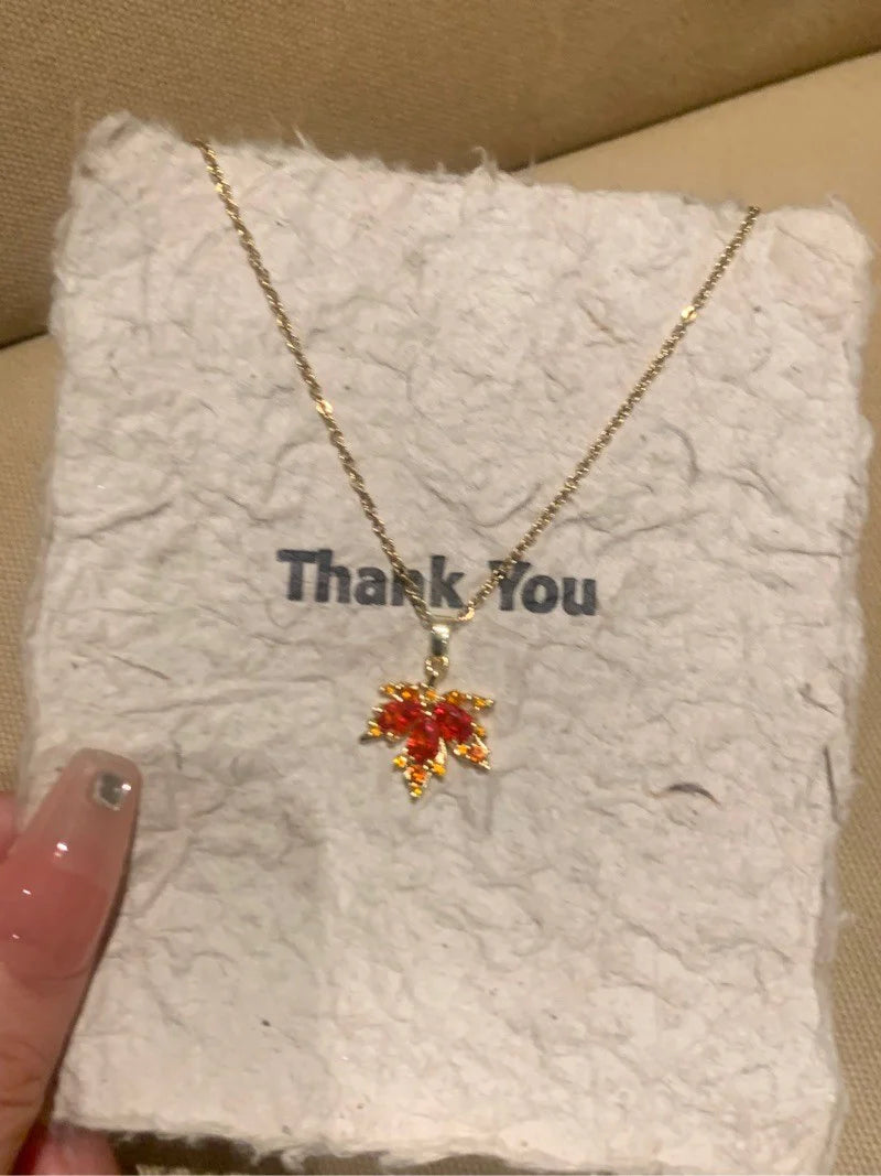 Clarity Ruby Maple Leaf Necklace