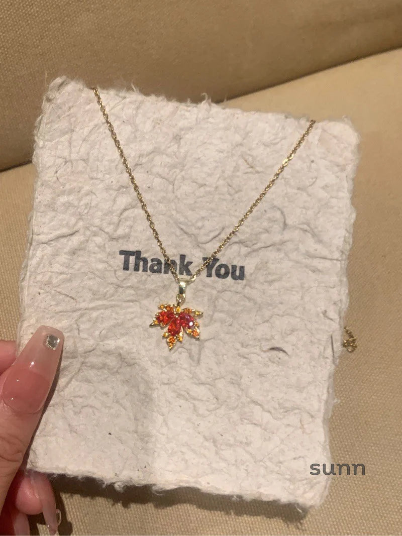 Clarity Ruby Maple Leaf Necklace