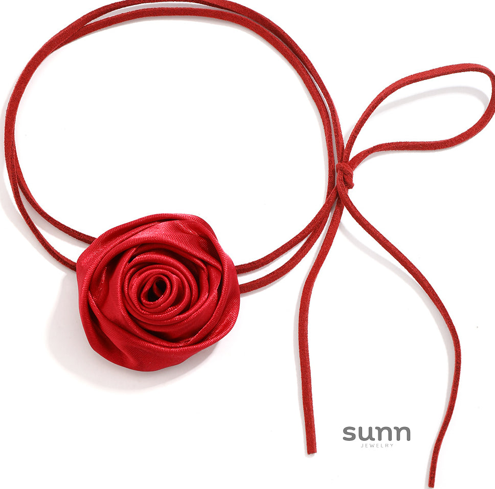 Cleopatra Velvet Camellia Choker [DJQ373BH]