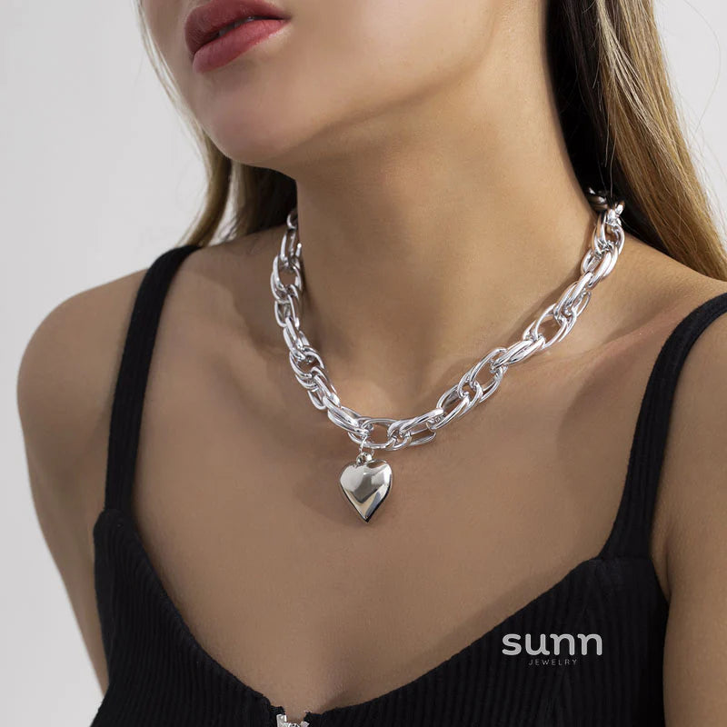 Collyns Chunky Heart Chain Necklace