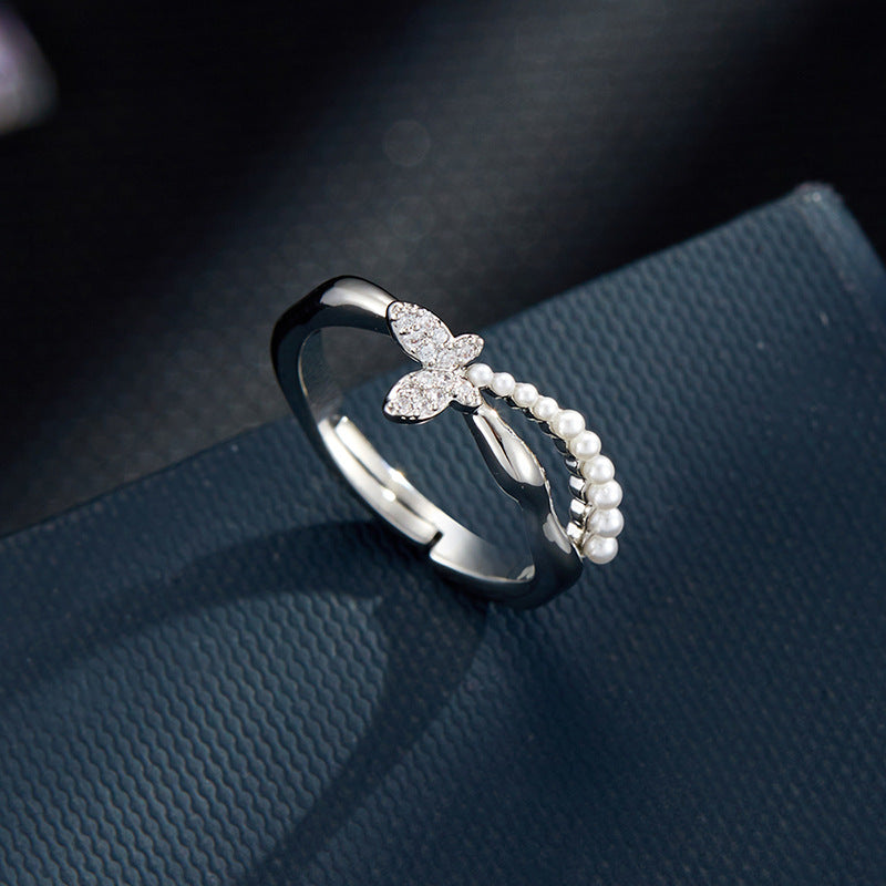 Constance Dainty Butterfly Pearl Ring [ODCZW9YI]