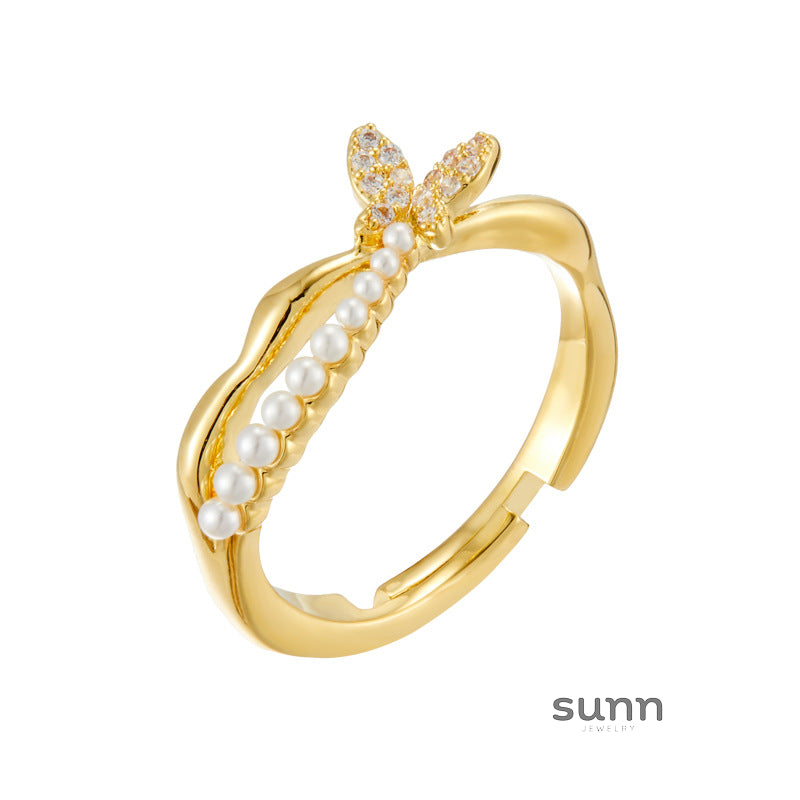 Constance Dainty Butterfly Pearl Ring [PHO0EX8Z]