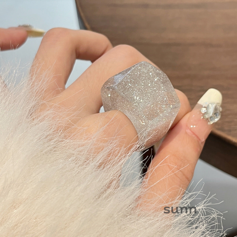 Cooper Glitter Oval Resin Ring [9T9E8LDO]